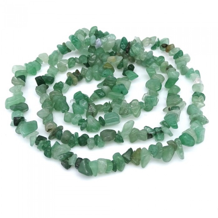 Намистини натуральний камінь на волосіні *Нефрит* крихта, діаметр 7-9мм(+-), довжина 85см