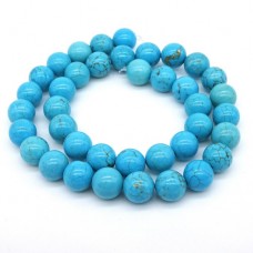 Natural stone beads *Turquoise* smooth ball, diameter 10mm, length 39cm