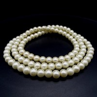 Glass pearl beads, glossy round, color: Ivory, diameter: 8mm, thread about 114pcs(+-), length 80-81cm(+-)