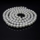 Glass pearl beads, glossy round, color: Silver, diameter: 8mm, thread about 114pcs(+-), length 80-81cm(+-)