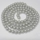 Glass pearl beads, glossy round, color: Silver, diameter: 8mm, thread about 114pcs(+-), length 80-81cm(+-)