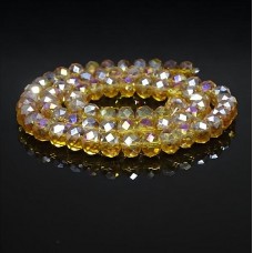 Crystal beads rondel faceted transparent AB, diameter 8x6mm length 41-42cm thread 70-72pcs.