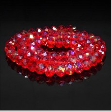 Crystal beads rondel faceted transparent AB, diameter 8x6mm length 41-42cm thread 70-72pcs.