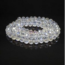 Crystal beads rondel faceted transparent AB, color white, diameter 8x6mm length 41-42cm thread 70-72pcs.
