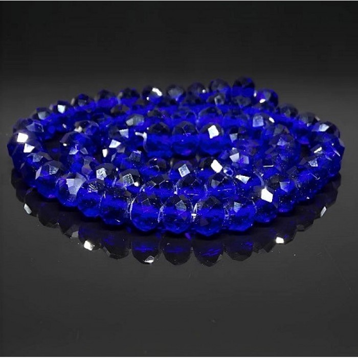 Crystal beads rondel faceted transparent AB, diameter 8x6mm length 41-42cm thread 70-72pcs.