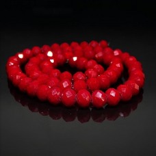 Crystal beads rondel faceted matte AB, color dark red, diameter 8х6mm length 41-42cm thread 70-72pcs.