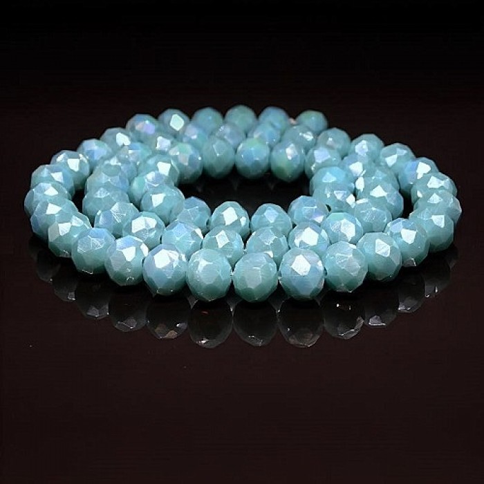 Crystal beads rondel faceted matte AB, diameter 8x6mm length 41-42 cm thread 70-72 pcs.