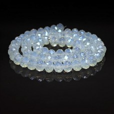Crystal beads rondel faceted transparent AB, color white opal, diameter 8x6mm length 41-42 cm thread 70-72 pcs.