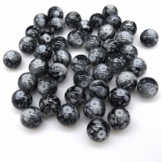 Majorca beads imitated with natural obsidian stone, glossy round, diameter: 10mm