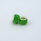 Resin and Strass Eurobeads Charms, Rondelle, Strass Color: Green, Size: 11x7mm, Hole 4.5mm