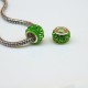 Resin and Strass Eurobeads Charms, Rondelle, Strass Color: Green, Size: 11x7mm, Hole 4.5mm