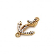 Accessories connector "Anchor" metal color: gold, rhinestone color: crystal