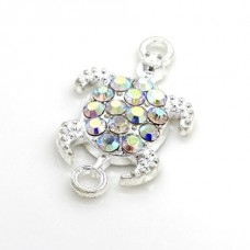 Accessories connector "Sea turtle" metal color: silver, rhinestone color: crystal