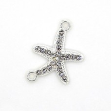 Accessories connector "Starfish" metal color: silver, rhinestone color: crystal