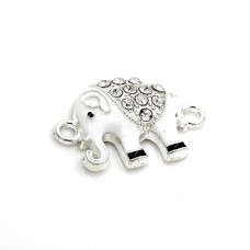 Accessories connector "Elephant" metal color: silver with colored enamel, rhinestone color: crystal