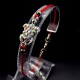 Charm bracelet red thread "Turtle" metal color: silver, size: 17-18cm+4