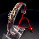 Bracelet amulet red thread on the puff "Eye of Fatima" metal color: gold, universal size.