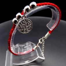 Bracelet red thread amulet against the evil eye with a pendant *The tree of Life* metal color: silver, eco-silk thread with carabiner, length: 18cm + 4cm