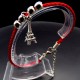Bracelet red thread amulet against the evil eye with a pendant *Eiffel Tower* metal color: silver, eco-silk thread with carabiner, length: 18cm + 4cm