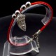 Bracelet red thread amulet against the evil eye with a pendant *half heart* metal color: silver, eco-silk thread with carabiner, length: 18cm + 4cm