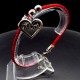 Bracelet red thread amulet against the evil eye with a pendant *Heart* metal color: silver, eco-silk thread with carabiner, length: 18cm + 4cm