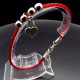Bracelet red thread amulet against the evil eye with a pendant *Lock* metal color: silver, eco-silk thread with carabiner, length: 18cm + 4cm