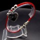 Bracelet red thread amulet against the evil eye with a pendant *Heart* metal color: silver, eco-silk thread with carabiner, length: 18cm + 4cm