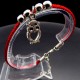 Bracelet red thread amulet against the evil eye with a pendant *Owl* metal color: silver, eco-silk thread with carabiner, length: 18cm + 4cm