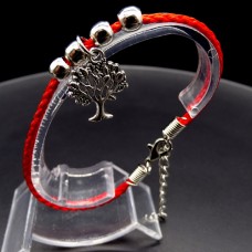Bracelet red thread amulet against the evil eye with a pendant *The tree of Life* metal color: silver, eco-silk thread with carabiner, length: 18cm + 4cm