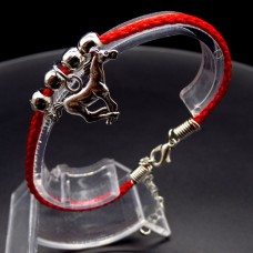 Bracelet red thread amulet against the evil eye with a pendant *wild Horse* metal color: silver, eco-silk thread with carabiner, length: 18cm + 4cm