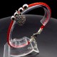 Bracelet red thread amulet against the evil eye with a pendant *Heart* metal color: silver, eco-silk thread with carabiner, length: 18cm + 4cm