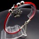 Bracelet red thread amulet against the evil eye with a pendant *Crown* metal color: silver, eco-silk thread with carabiner, length: 18cm + 4cm