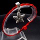 Bracelet red thread amulet against the evil eye with a pendant *Starfish* metal color: silver, size: universal 12-19cm