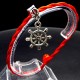 Bracelet red thread amulet against the evil eye with a pendant *Steering wheel* metal color: silver, size: universal 12-19cm