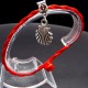 Bracelet red thread amulet against the evil eye with a pendant *shell scallop* metal color: silver, size: universal 12-19cm