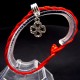 Bracelet red thread amulet against the evil eye with a pendant with rhinestones *Clover* metal color: silver, size: universal 12-19cm