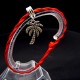 Bracelet red thread amulet against the evil eye with a pendant with rhinestones *Palm tree* metal color: silver, size: universal 12-19cm