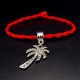 Bracelet red thread amulet against the evil eye with a pendant with rhinestones *Palm tree* metal color: silver, size: universal 12-19cm