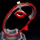 Bracelet red thread amulet against the evil eye with a pendant with rhinestones *Lips* metal color: silver, size: universal 12-19cm