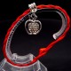 Bracelet red thread amulet against the evil eye with a pendant with rhinestones *Apple* metal color: silver, size: universal 12-19cm