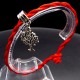 Bracelet red thread amulet against the evil eye with a pendant *The tree of Life* metal color: silver, size: universal 12-19cm