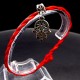 Bracelet red thread amulet against the evil eye with a pendant *Hamsa - Hand of Fatima* metal color: silver, size: universal 12-19cm