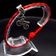 Bracelet red thread amulet against the evil eye with a pendant *Bike* metal color: silver, size: universal 12-19cm