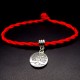 Bracelet red thread amulet against the evil eye with a pendant *The tree of Life* metal color: silver, size: universal 12-19cm