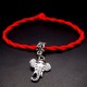 Bracelet red thread amulet against the evil eye with a pendant *Elephant* metal color: silver, size: universal 12-19cm