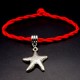 Bracelet red thread amulet against the evil eye with a pendant *Starfish* metal color: silver, size: universal 12-19cm