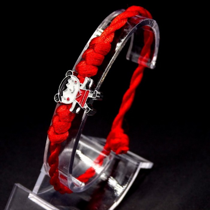 Bracelet red thread amulet against evil eye with pendant *Girl* metal color: silver, size: universal 12-17cm