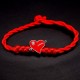 Bracelet red thread amulet against evil eye with pendant *Heart* metal color: silver, size: universal 12-17cm