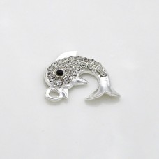 Metal pendant "Dolphin" metal color: silver, rhinestone color: crystal