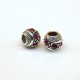 Euro Bead Charms Alloy + Rhinestones, Barrel, Color: Antique Silver, Rhinestone Color: Purple, Size: 11x10mm, Hole: 5mm